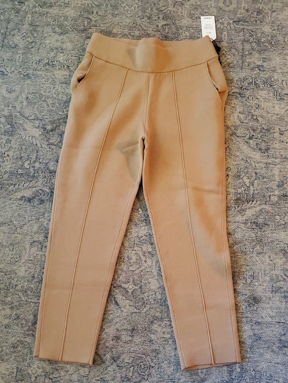 Women's Tan Ponte Knit Seam-Front Pants Express New With Tag